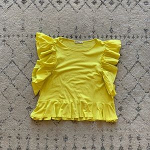 ASOS Mango Yellow Ruffle Blouse